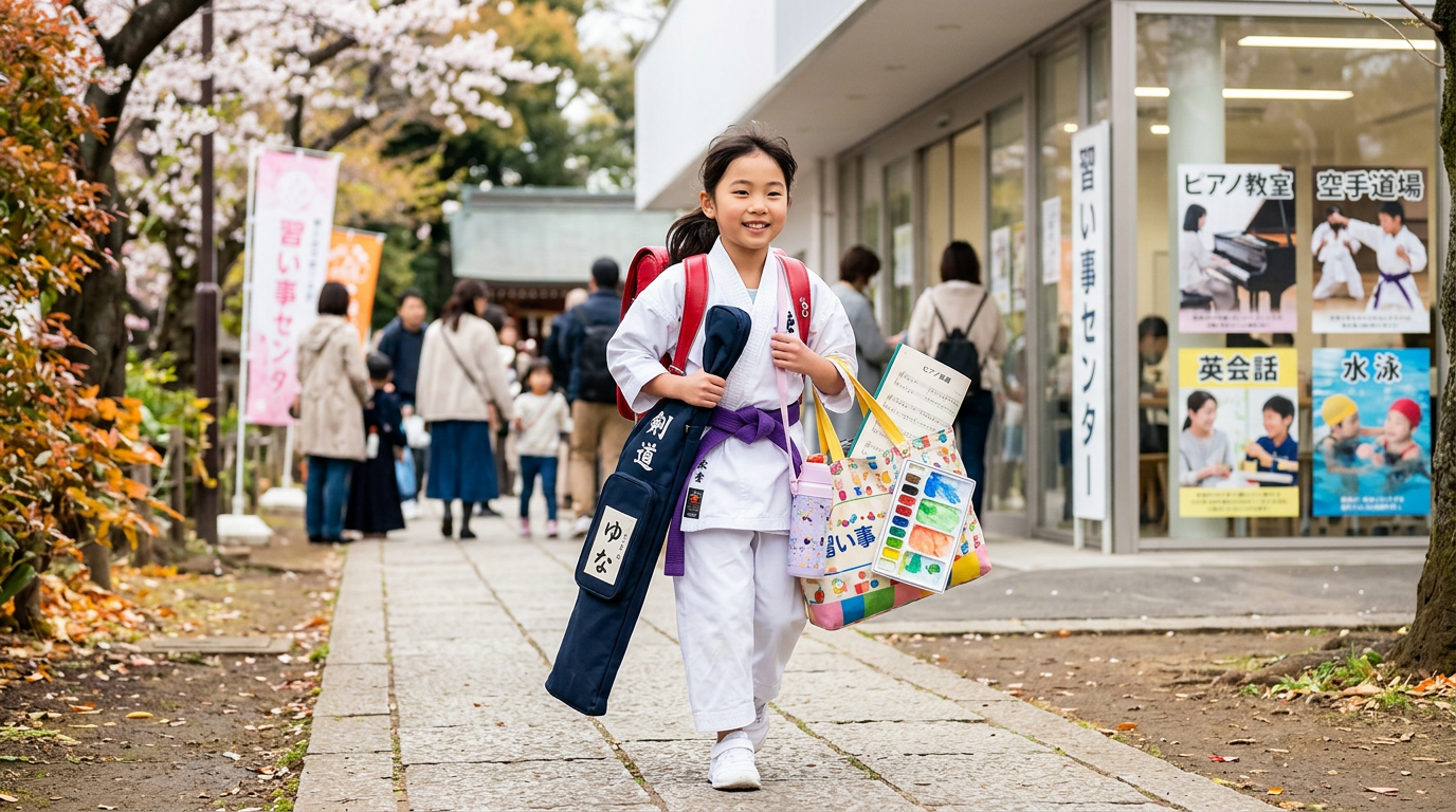習い事をかけもちしている小学生を表す画像